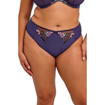Elomi Himari Embroidered High Cut Briefs In Midnight