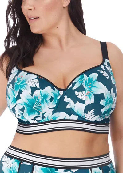 Elomi Island Lily Sweetheart Crop Bikini Top In Petrol In Blue