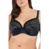 Elomi Women's Full Figure Kim Underwire Plunge Stretch Lace Bra El4340 In Black
