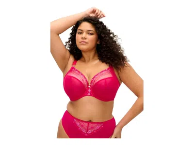 Elomi Matilda Underwire Plunge Bra Women's Bra Hot Pink: 34h (us 34k), Mesh/nylon/polyester In Red