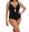 Elomi Plain Sailing Non Wired Plunge One-piece Swimsuit In Black In Black