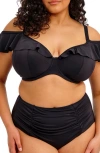 Elomi Plain Sailing Ruffle Underwire Bikini Top In Black