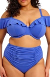 Elomi Plain Sailing Ruffle Underwire Bikini Top In Blue