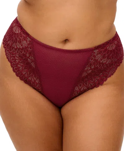 Elomi Plus Size Lace High-waist Tiernie Thong In Red