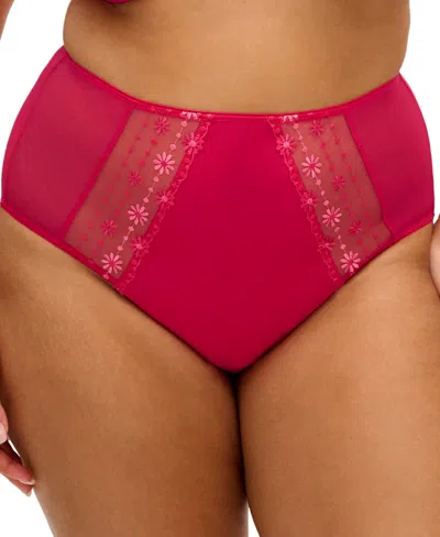 Elomi Plus Size Matilda High-waisted Embroidered Panty In Red