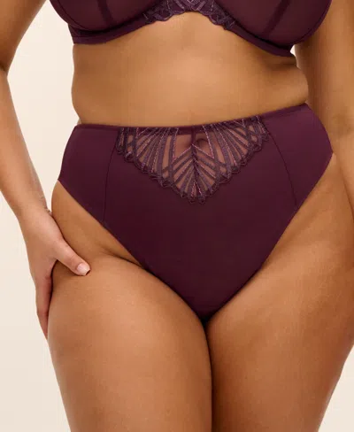 Elomi Plus Size Reja Cheeky Embroidered Panty In Fig