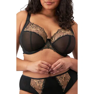 Elomi Teagan Full Figure Underwire Plunge Bra In Black