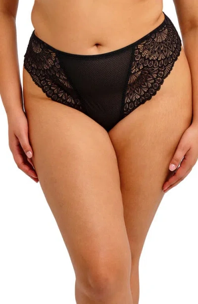 Elomi Tiernie Lace & Mesh Thong In Black