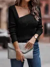 Elook Asymmetrical Ribbed Knit Top In Black In Black