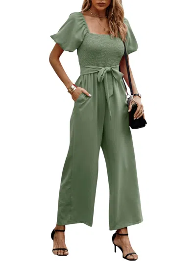 Elook Smocked Wide Leg Jumpsuit In Green