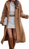 Elook Teddy Hooded Coat In Camel In Brown