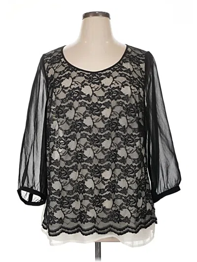 Pre-owned Eloquii 3/4 Sleeve Blouse In Black