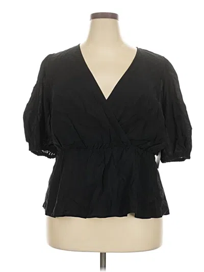 Pre-owned Eloquii 3/4 Sleeve Blouse In Black