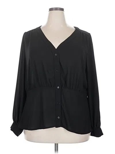 Pre-owned Eloquii 3/4 Sleeve Blouse In Black