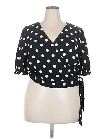 Pre-owned Eloquii 3/4 Sleeve Blouse In Black