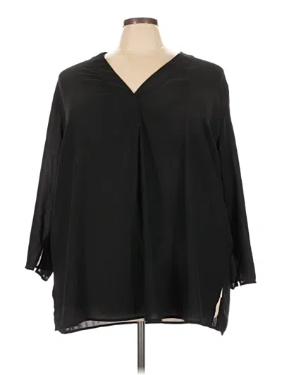 Pre-owned Eloquii 3/4 Sleeve Blouse In Black