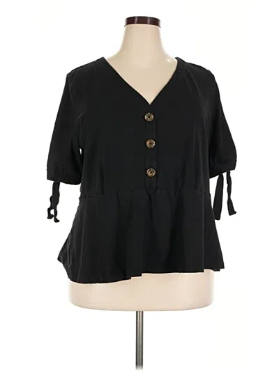 Pre-owned Eloquii 3/4 Sleeve Blouse In Black