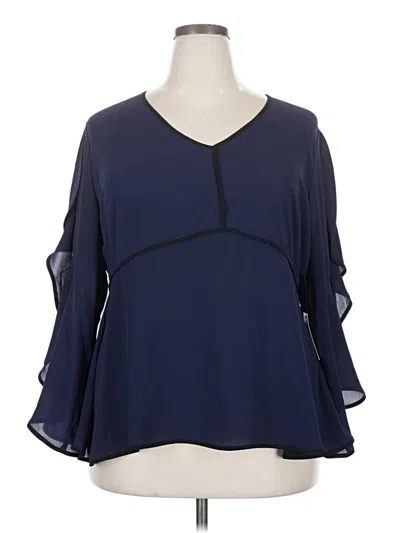Eloquii 3/4 Sleeve Blouse In Blue