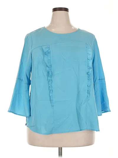 Pre-owned Eloquii 3/4 Sleeve Blouse In Blue