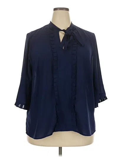 Pre-owned Eloquii 3/4 Sleeve Blouse In Blue