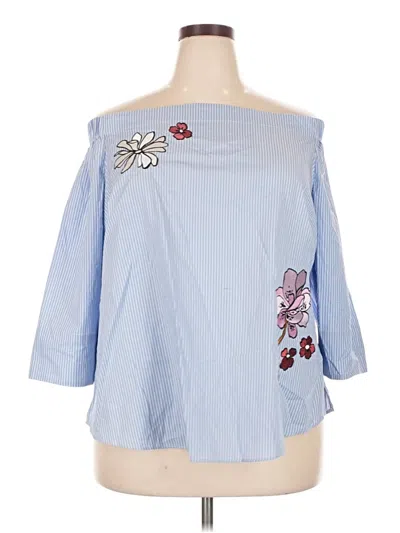 Pre-owned Eloquii 3/4 Sleeve Blouse In Blue