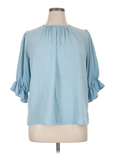 Pre-owned Eloquii 3/4 Sleeve Blouse In Blue