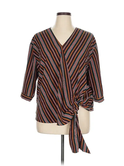 Pre-owned Eloquii 3/4 Sleeve Blouse In Brown