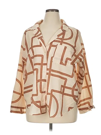 Pre-owned Eloquii 3/4 Sleeve Blouse In Brown