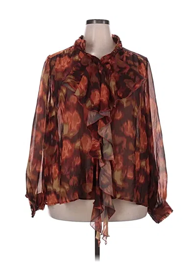 Pre-owned Eloquii 3/4 Sleeve Blouse In Brown