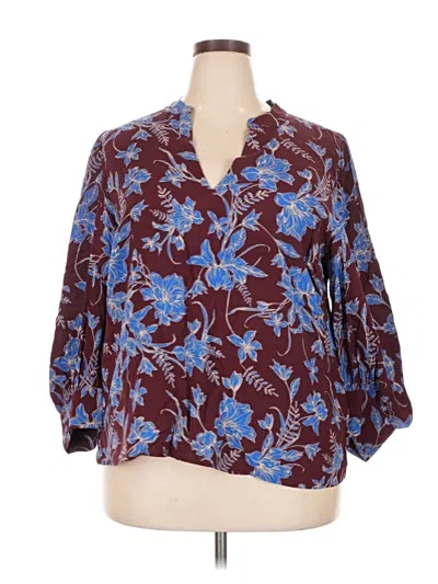 Pre-owned Eloquii 3/4 Sleeve Blouse In Brown