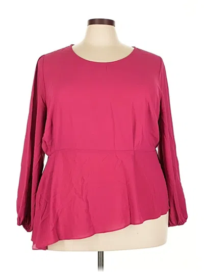 Pre-owned Eloquii 3/4 Sleeve Blouse In Burgundy