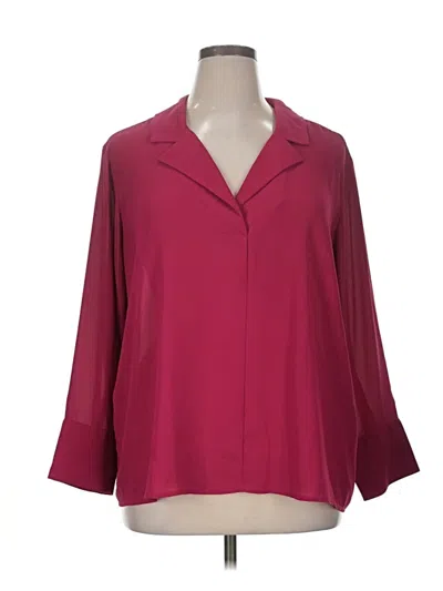 Pre-owned Eloquii 3/4 Sleeve Blouse In Burgundy