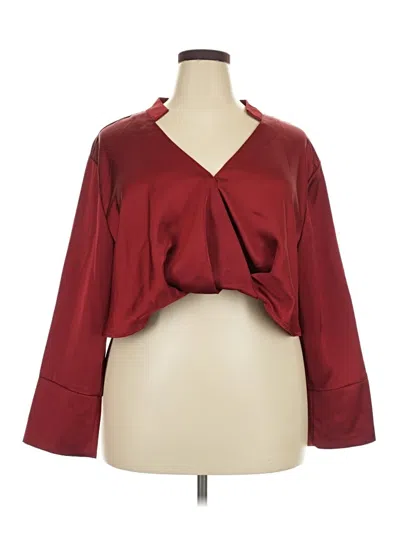 Pre-owned Eloquii 3/4 Sleeve Blouse In Burgundy