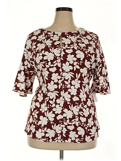 Pre-owned Eloquii 3/4 Sleeve Blouse In Burgundy