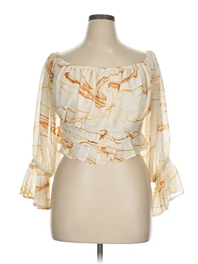 Pre-owned Eloquii 3/4 Sleeve Blouse In Gold