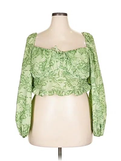 Pre-owned Eloquii 3/4 Sleeve Blouse In Green