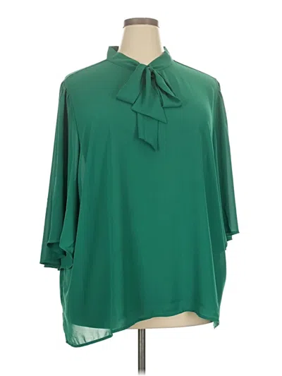 Pre-owned Eloquii 3/4 Sleeve Blouse In Green