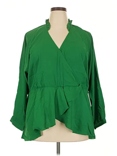 Eloquii 3/4 Sleeve Blouse In Green