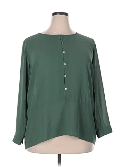 Pre-owned Eloquii 3/4 Sleeve Blouse In Green