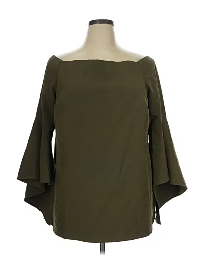 Pre-owned Eloquii 3/4 Sleeve Blouse In Green