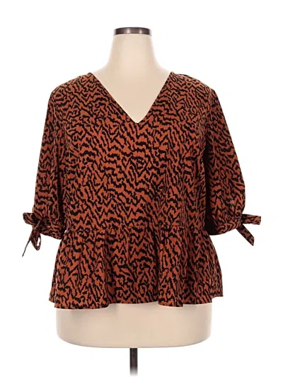Pre-owned Eloquii 3/4 Sleeve Blouse In Orange