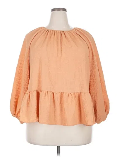 Pre-owned Eloquii 3/4 Sleeve Blouse In Orange