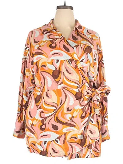 Pre-owned Eloquii 3/4 Sleeve Blouse In Orange
