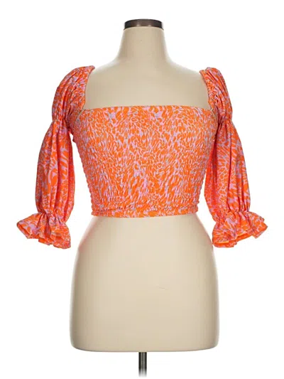Pre-owned Eloquii 3/4 Sleeve Blouse In Orange