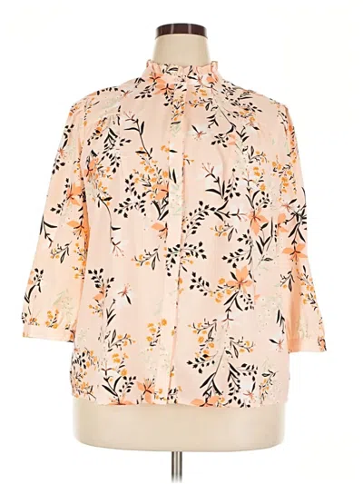 Pre-owned Eloquii 3/4 Sleeve Blouse In Orange