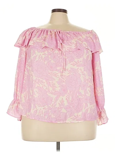 Eloquii 3/4 Sleeve Blouse In Pink