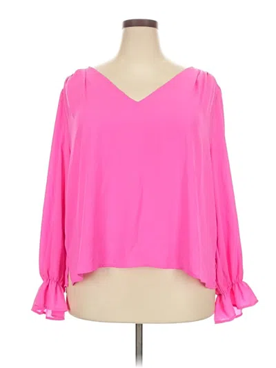 Pre-owned Eloquii 3/4 Sleeve Blouse In Pink