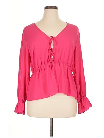 Pre-owned Eloquii 3/4 Sleeve Blouse In Pink