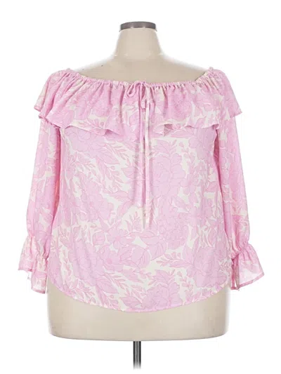 Pre-owned Eloquii 3/4 Sleeve Blouse In Pink