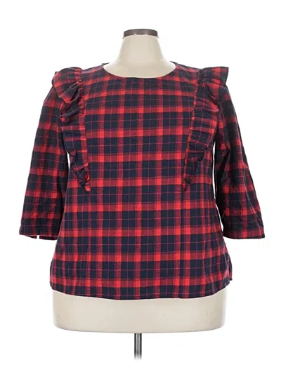 Pre-owned Eloquii 3/4 Sleeve Blouse In Red